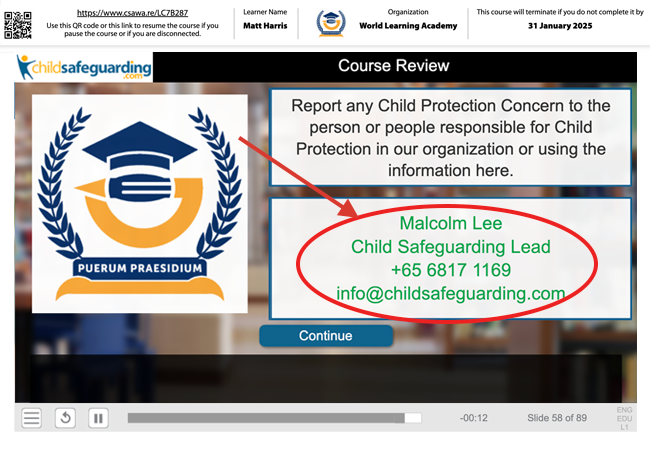 ChildSafeguarding.com Reporting Course